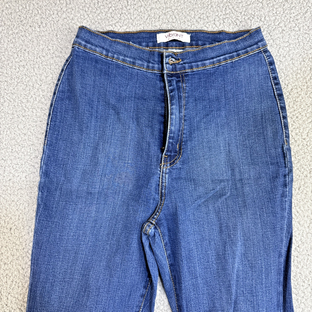 Vibrant MIU Jeans Womens Size 11 Distressed High Rise Button Fly Wide Leg Ripped